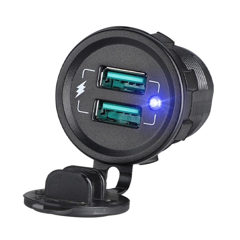 Bộ Sạc Điện Thoại Nhanh QC 3 0 Hai Cổng USB 12V-24V 22 5W Cho Xe Hơi / Máy Tính Bảng
