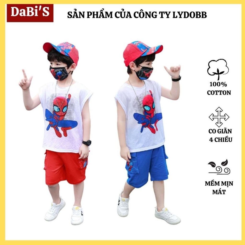 Quần áo trẻ em sát nách DaBi'S còn size 3, 4, 15, 16 bé trai thun 100% cotton hình siêu nhân người nhện Spiderman