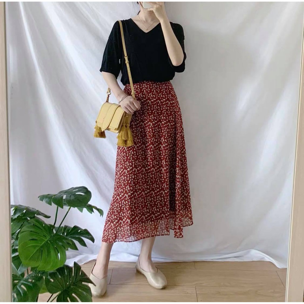 [Mã WARUN27 giảm 12k đơn 99k] Chân váy nữ dài kiểu thời trang vintage ulzzang họa tiết nền hoa nhí MIDI  | BigBuy360 - bigbuy360.vn