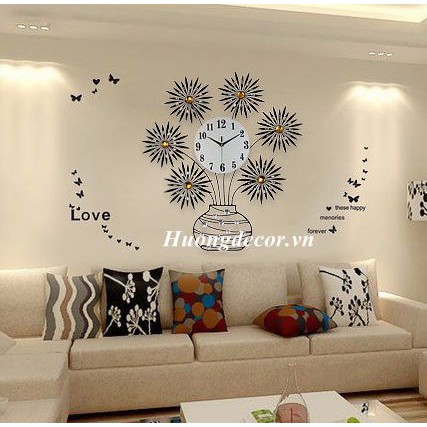 Đồng hồ bình hoa hướng dương ( đen)