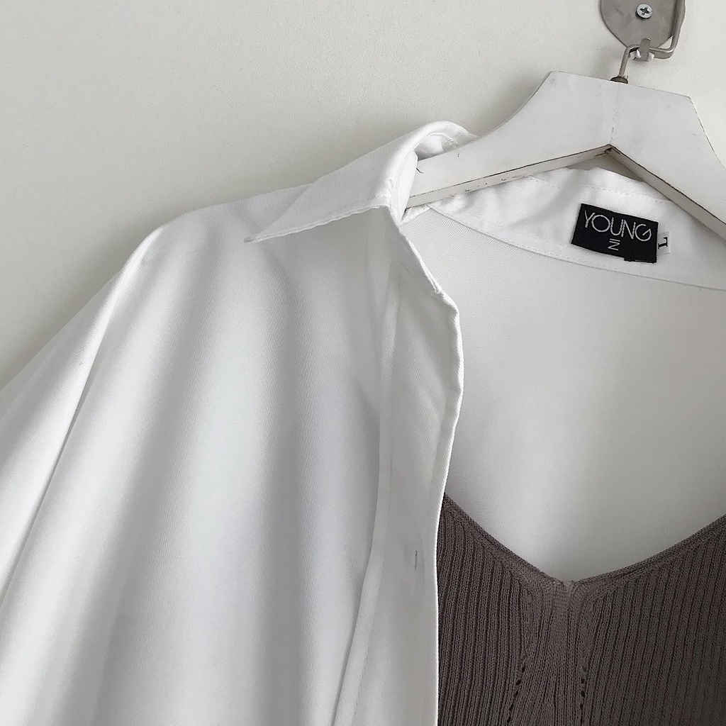 Áo Sơ Mi Trắng Nữ Dài Tay JEM CLOSET Sơ Mi Form Rộng Cổ Bẻ Trơn Basic JINSUK Phối Gile Hay Khoác Ngoài Đều Cực Xinh 1987
