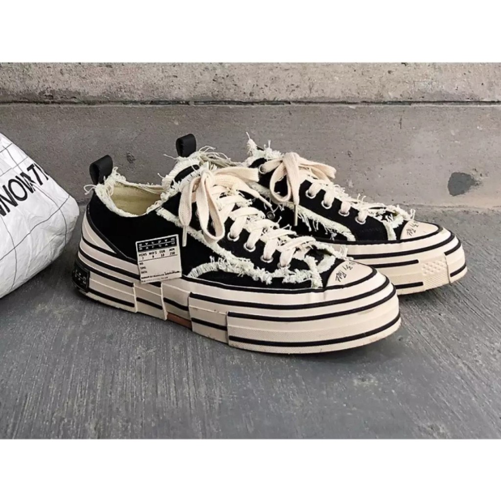 Giày sneaker thể thao nam nữ xVESSEL cao thấp đế gỗ cao 4cm style rách  bảo hành 6 tháng(mẫu giày mới 2020 đẹp cá tính)