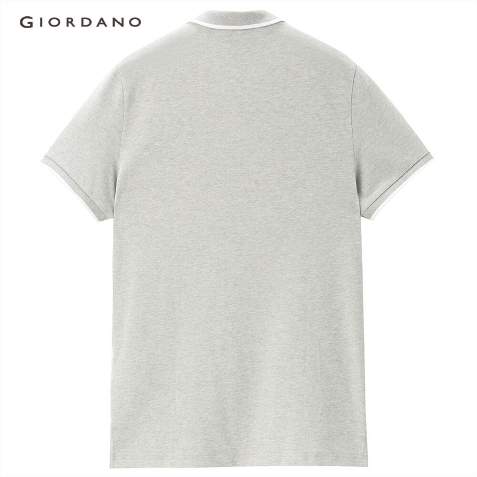 Áo thun polo GIORDANO 01012409 tay ngắn màu tương phản co giãn khô nhanh thời trang hè trẻ trung cho nam