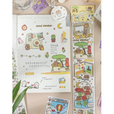 Miếng Dán Washi Sticker In Họa Tiết DIY Trang Trí Cực Dễ Thương