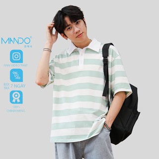 [New] Áo Phông Polo Kẻ Ngang Nam Mix Xanh Trắng Phong Cách Hàn Quốc Thời Trang Nam ManDo - PDN085