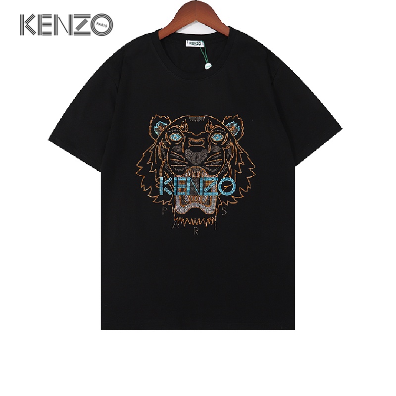 Áo Thun Ngắn Tay Cổ Tròn Dáng Rộng In Hình Đầu Hổ KENZO Giản Dị Dành Cho Nam