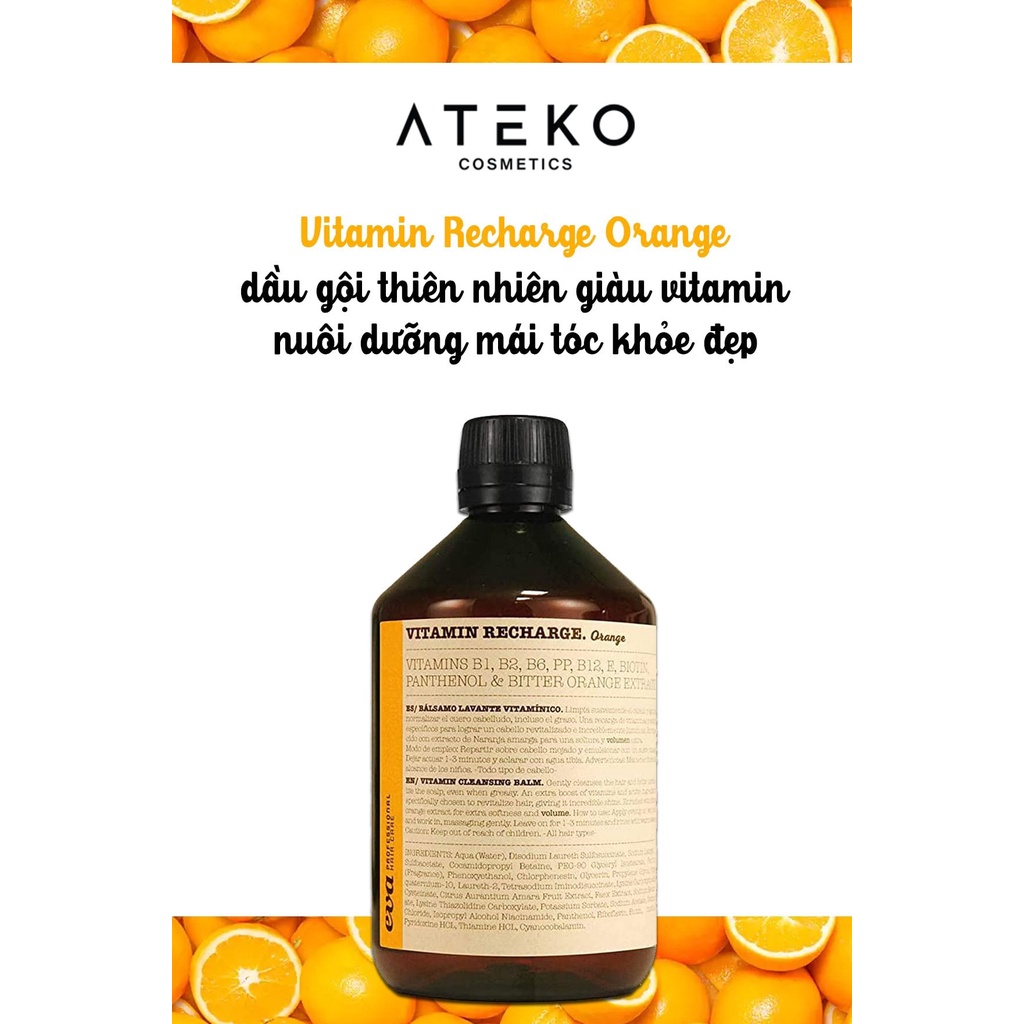 Dầu gội cho tóc dầu Eva Vitamin Recharge Orange 500ml chính hãng