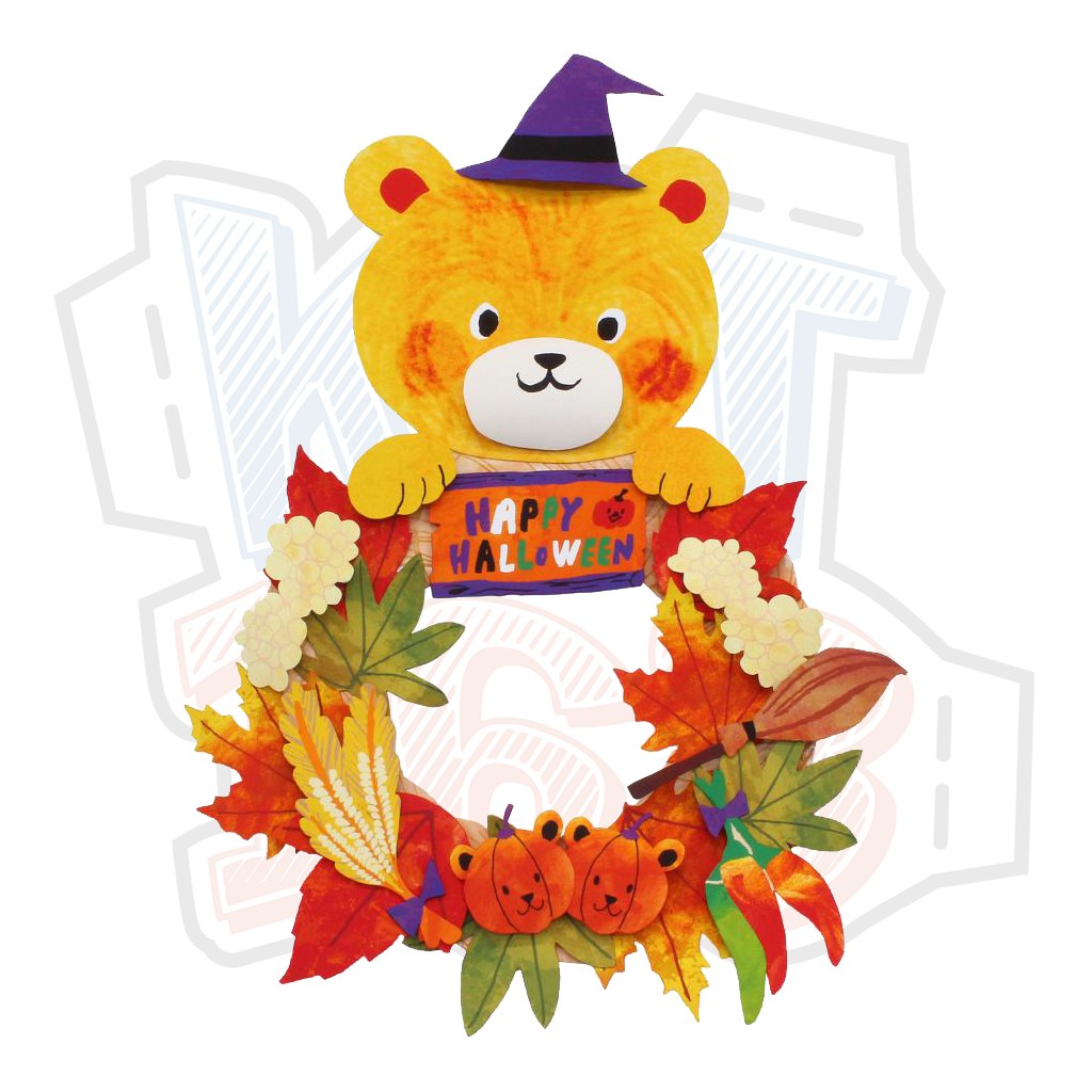 Mô hình giấy Lễ hội Halloween Wreath - Teddy Bear Gấu trang trí