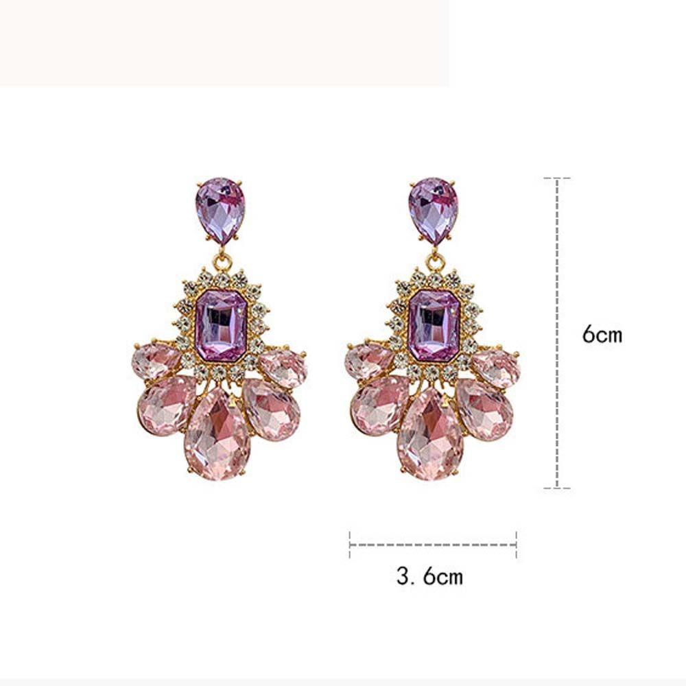 MOCHO Khuyên Tai Dáng Dài Mặt Hình Học Màu Tím Sang Trọng Thích Hợp Làm Quà Tặng Cho Bạn Gái