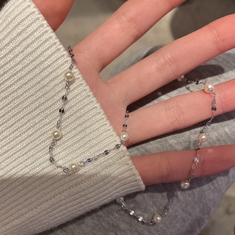 Dây chuyền nữ bạc 925 xi kim ngọc trai nhân tạo nhỏ xinh small pearl | HARMONY ACCESSORIES VC100