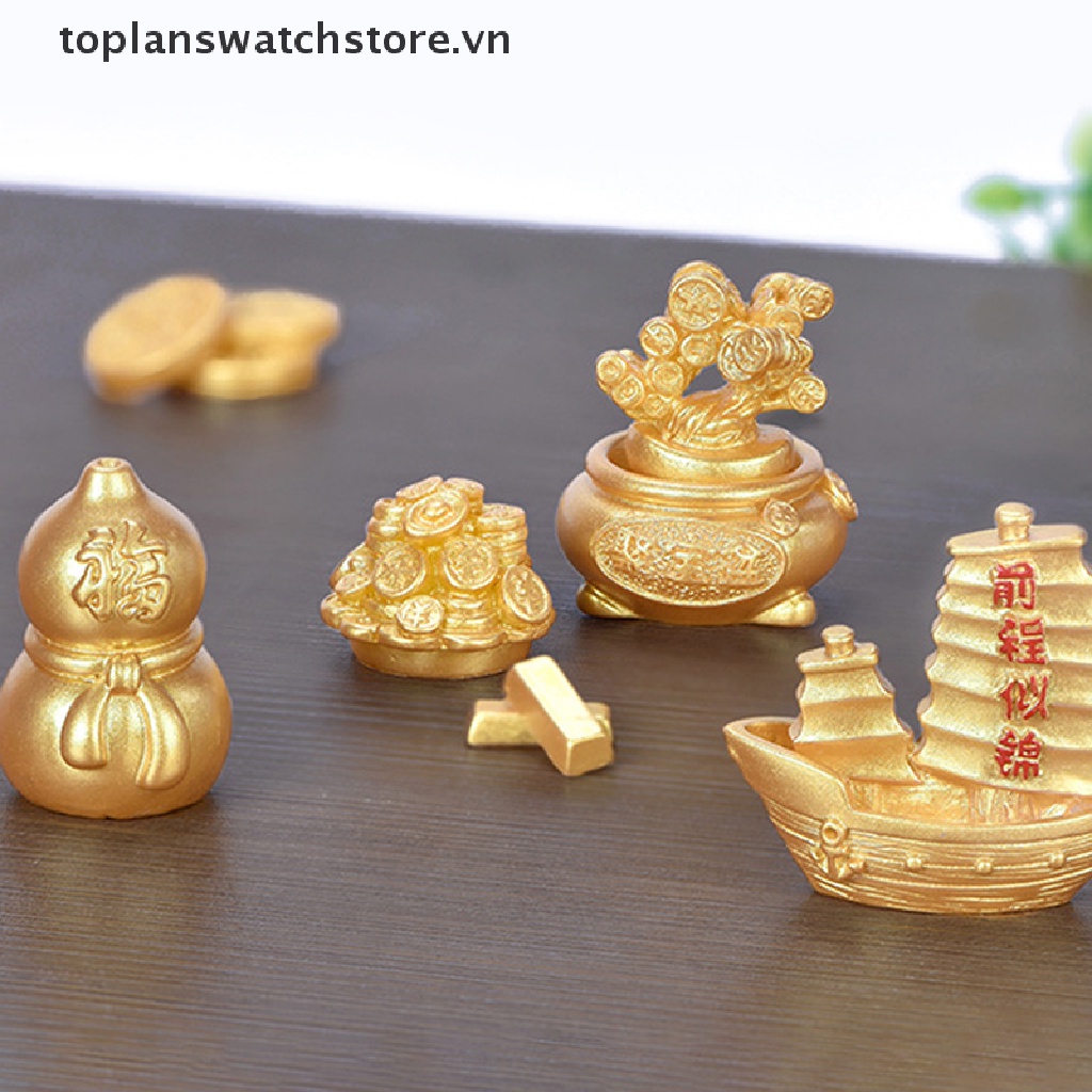 Phụ Kiện Trang Trí Phong Cảnh Năm Mới Bằng Nhựa Resin Màu Vàng DIY