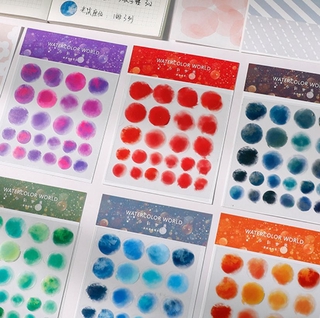 2PCS/SET INS Dotted circle watercolor sticker