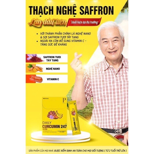 Thạch Nghệ Saffron Vị Chuối 247 Nano Japan, Tăng Cường Sức Khỏe, Giữ Dáng, Đẹp Da