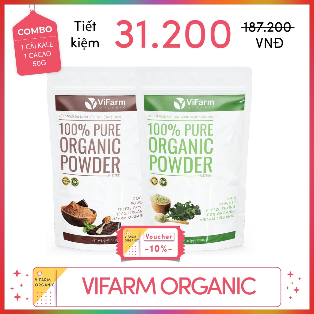 Bột Cải Xoăn Kale Nguyên Chất 100% ViFarm 50Gram