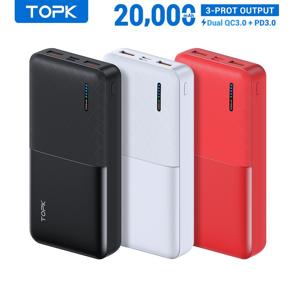 Sạc dự phòng 20.000mAh sạc nhanh Quick Charge 3.0 18W TOPK I2009Q