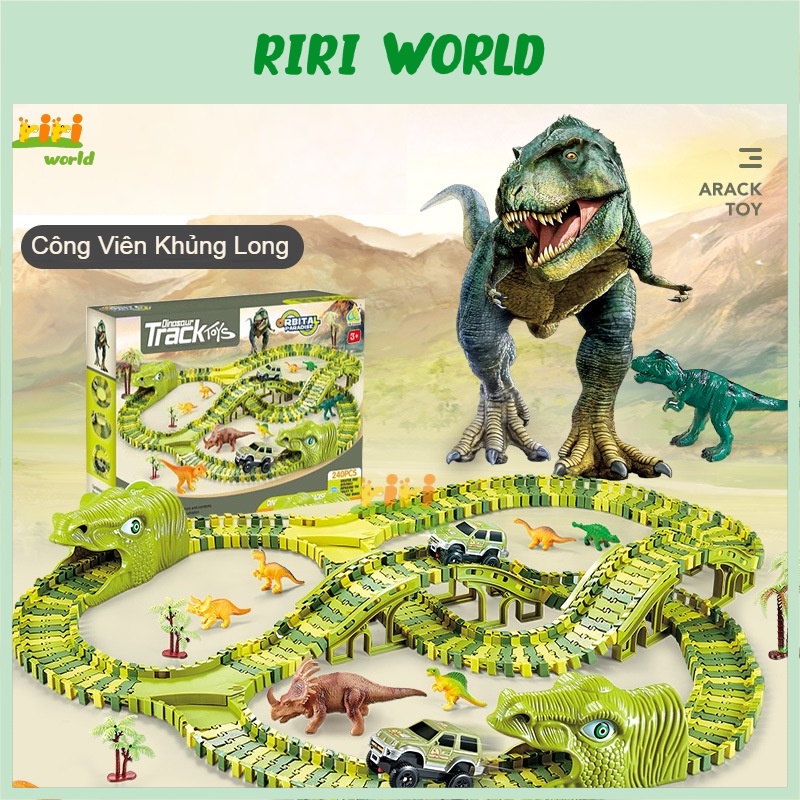Bộ lắp ráp đường đua ô tô khủng long - Đồ chơi lắp ghép đường ray cỡ lớn cho bé thoả sức sáng tạo