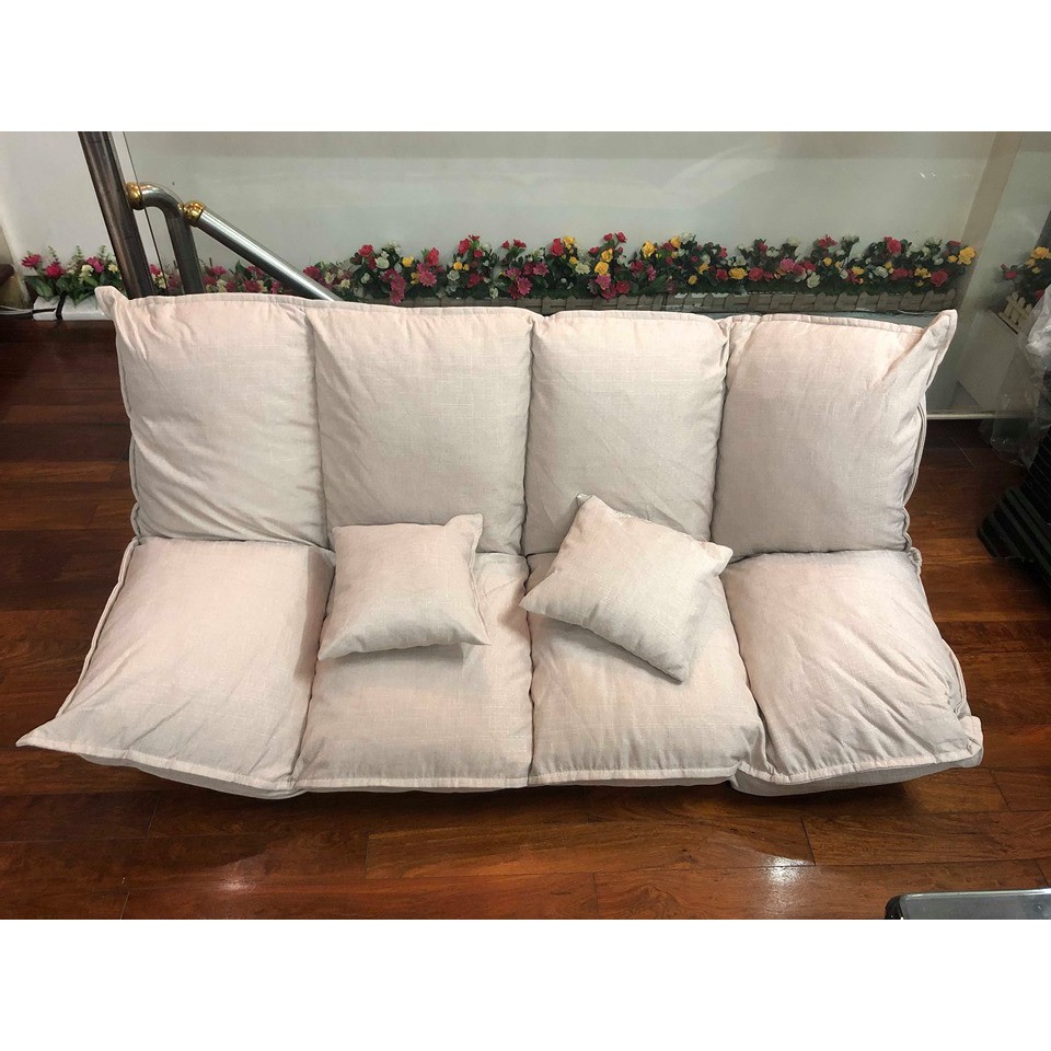 Sofa giường đệm bông hạt khung gấp 1m6 kèm gối ôm -