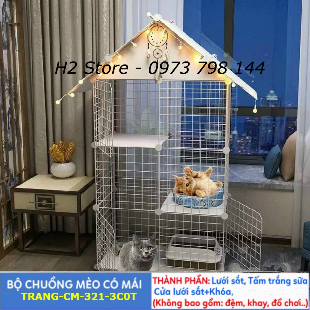 Chuồng mèo 2 tầng, 3, 4 tầng giá rẻ đẹp lắp ghép đa năng đơn giản với lưới sắt sơn tĩnh điện nuôi thú cưng, thỏ, bọ