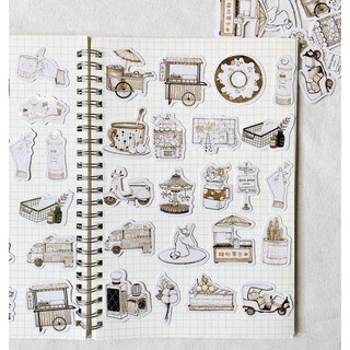 Hộp 46 sticker style kiểu nhật - Hình Dán trang trí sổ bullet journal