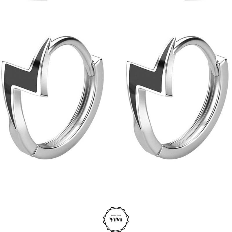 Bông tai bạc nam kiểu tròn sấm sét Flash – khuyên tai bạc ViVi_Gift