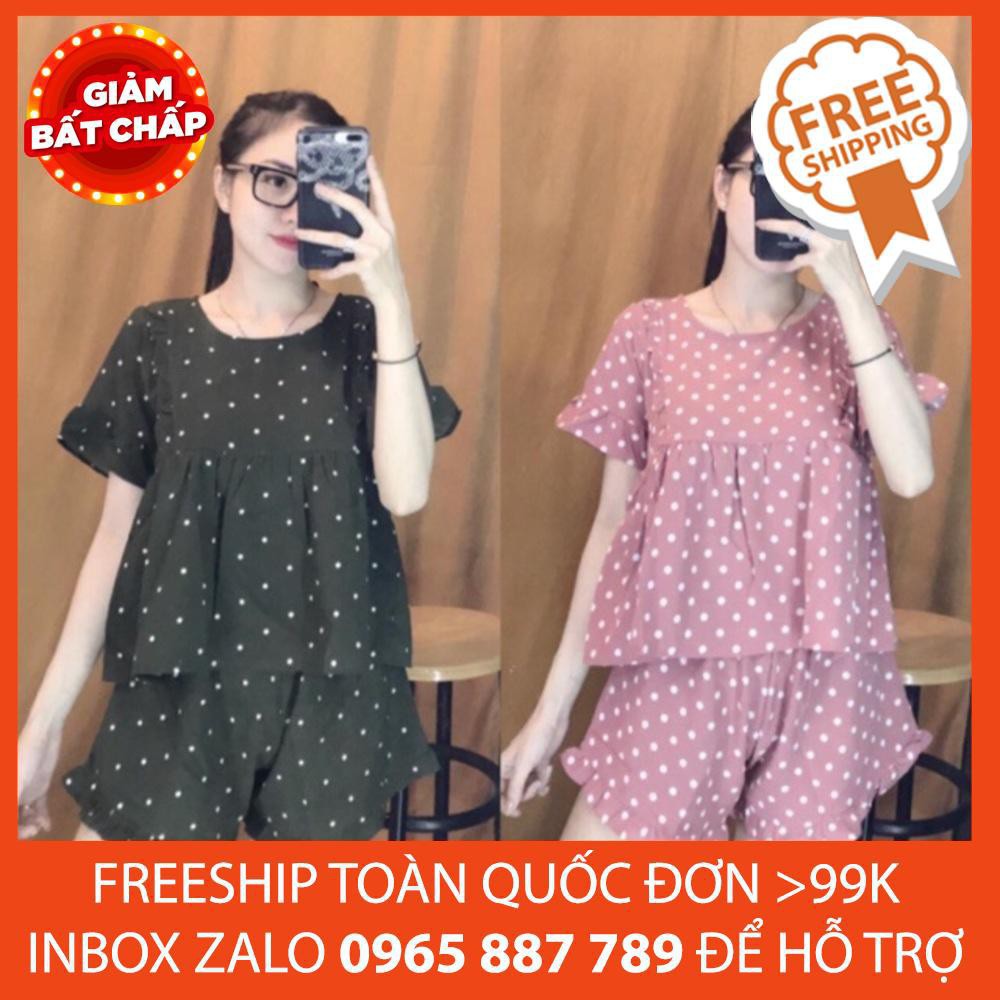 🌻 GIÁ SHOCK-BỘ THUN ĐÙI BABYDOLL CHẤM BI G020 -MUA NGAY-🚀👍👚 SALE