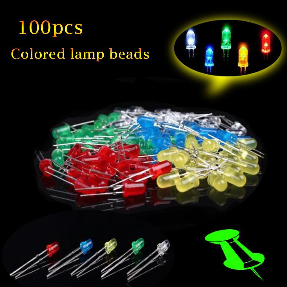 GOGOUP 100 Đèn LED 5mm Ánh Sáng Trắng / Vàng / Đỏ / Xanh Lá / Xanh Dương 5mm