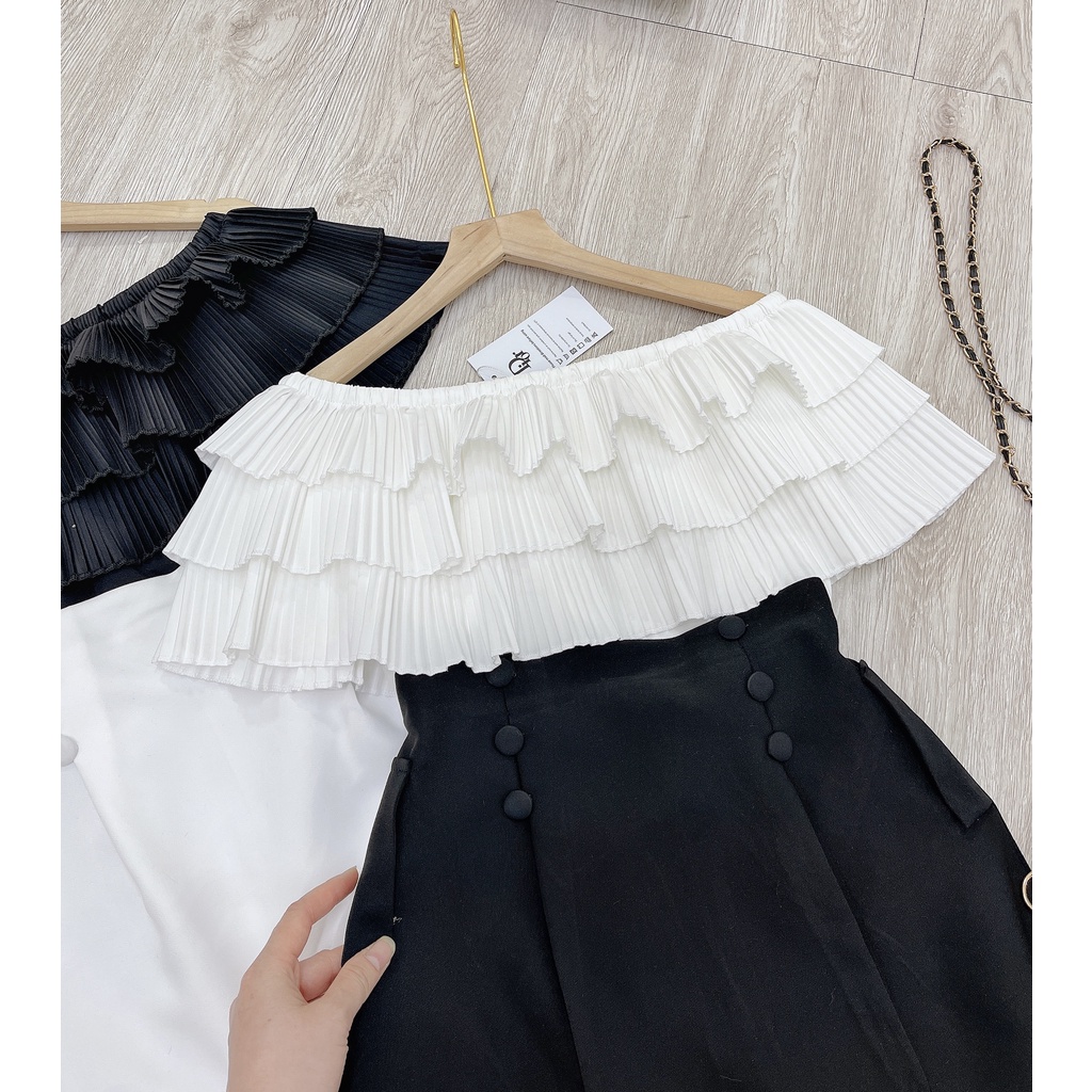 Set sơ mi bèo trễ vai chân váy ngắn siêu hot DN265