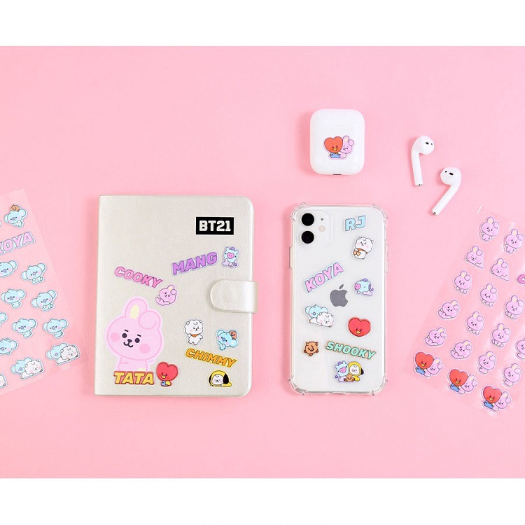 Sticker dán DIY hoạ tiết hình linh vật BT21 cho trang trí điện thoại di động/máy tính xách tay/hành lý