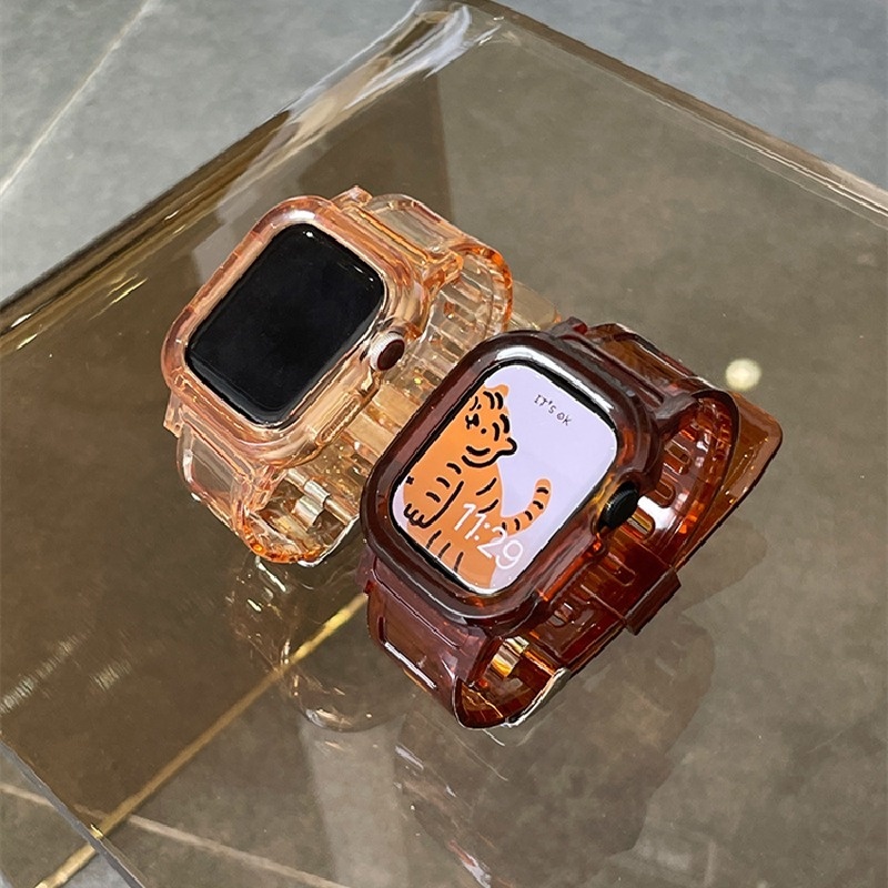 Ốp Silicone Trong Suốt Kiểu Dáng Thể Thao Mới Cho Apple Watch 7 6 SE 5 4 3 2 iwatch 45mm 41mm 40mm 44mm 42mm 38mm