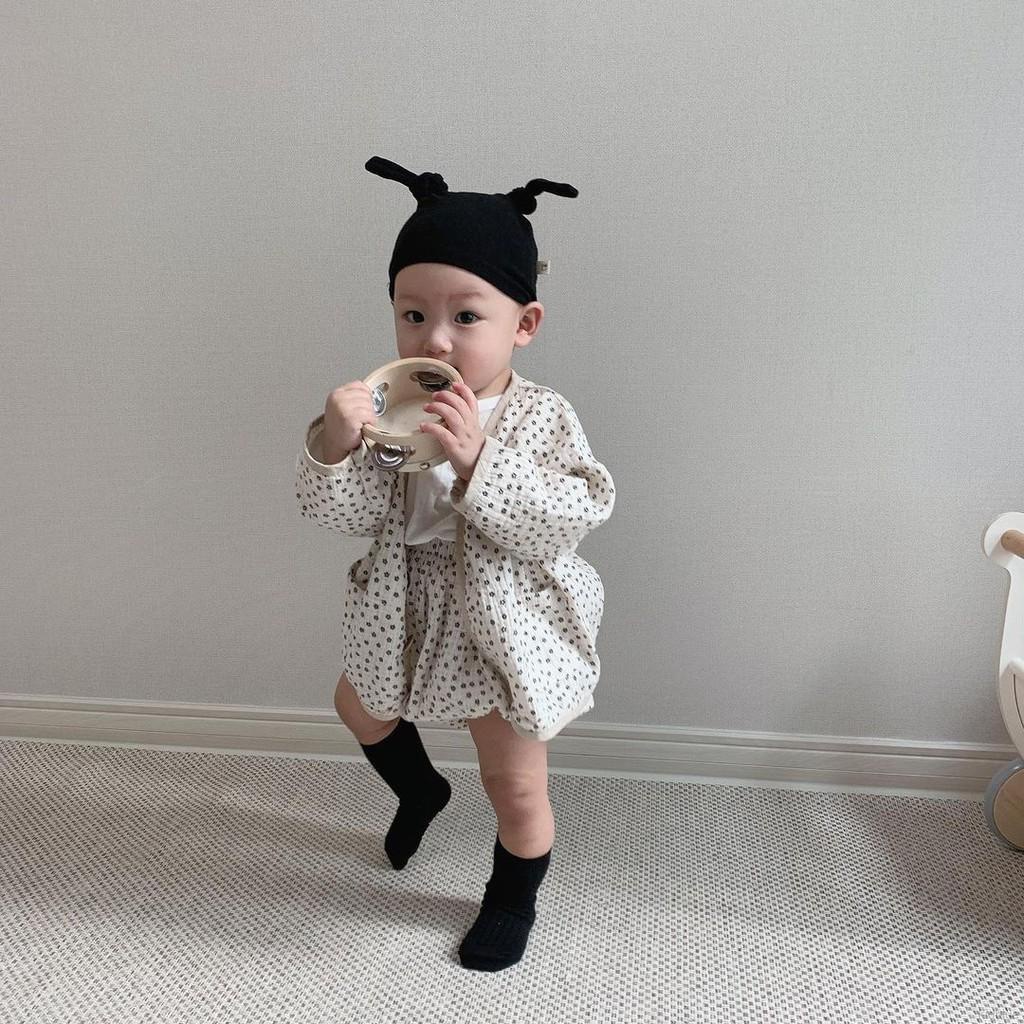 Mũ cotton mềm phối thắt nút đáng yêu cho bé gái/ bé trai