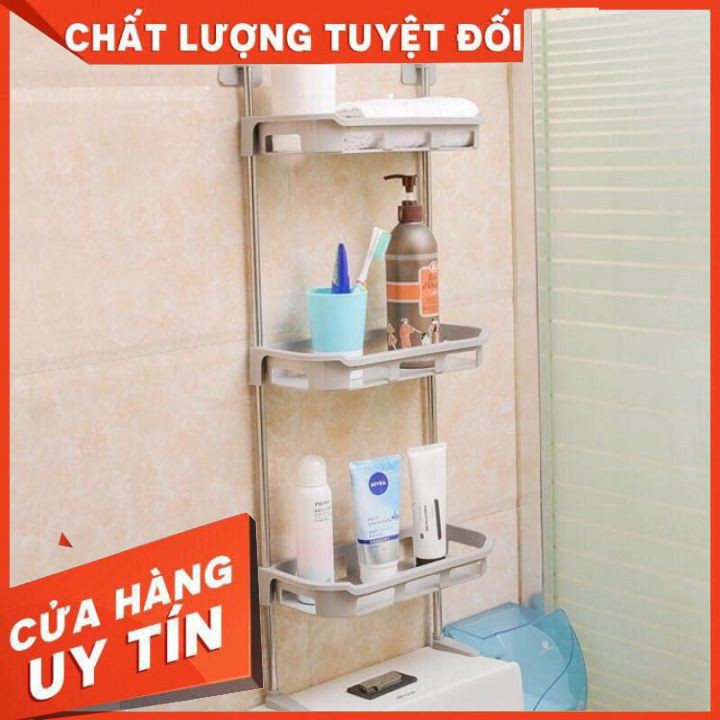 Kệ 3 tầng khung inox gắn trên nắp bồn cầu, trong phòng tắm, trong bếp [HÀNG LOẠI 1]