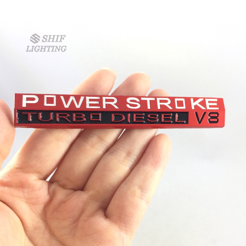Nhãn dán kim loại khắc chữ POWER STROKE TURBO DIESEL V8 dán trang trí xe hơi