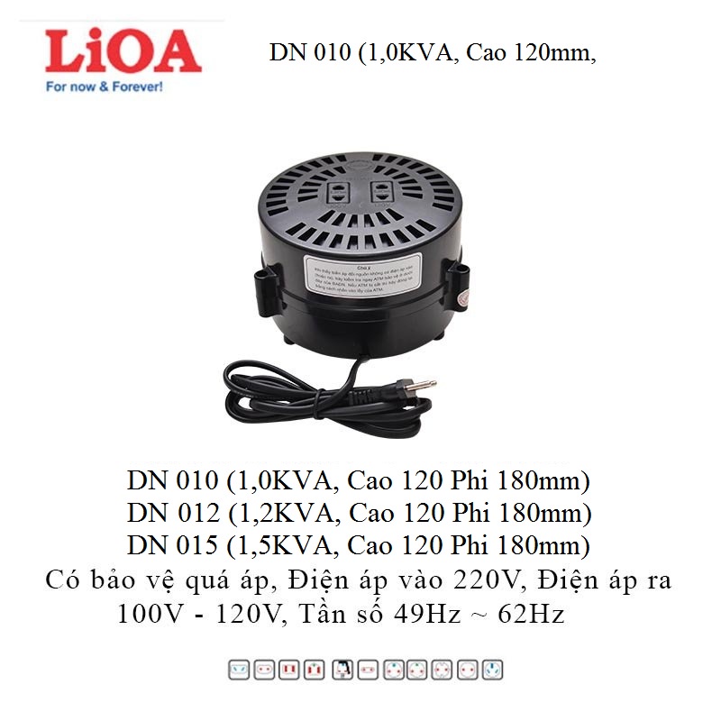 Biến Áp Đổi Nguồn LIOA 1000/1200/1500VA  Biến Áp Tự Ngẫu LiOA 1 Pha