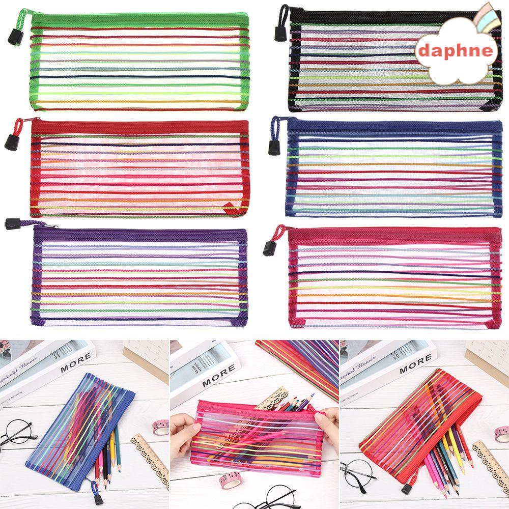 Túi lưới đựng bút đa năng màu trơn phối khóa kéo thời trang Daphne