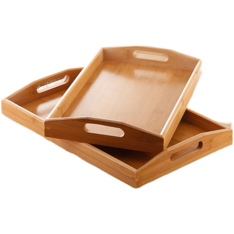 Khay gỗ đa năng có tay cầm dày 4cm dùng để bưng bê đồ ăn và đồ uống, Khay gỗ đa năng cao cấp MinHome