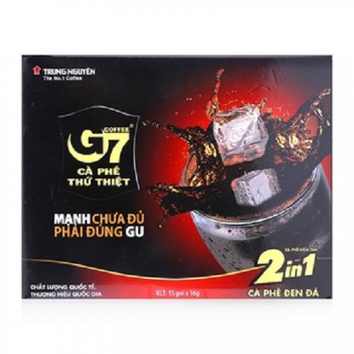 Combo 2 Hộp Cà Phê Hòa Tan Đen G7 2in1 - Hộp 15 gói - Trung Nguyên Legend (Gu mạnh, có đường)