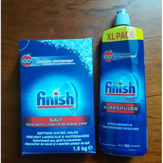 Combo Nước làm bóng FInish 750ml + Muối rửa bát Finish 1,2kg