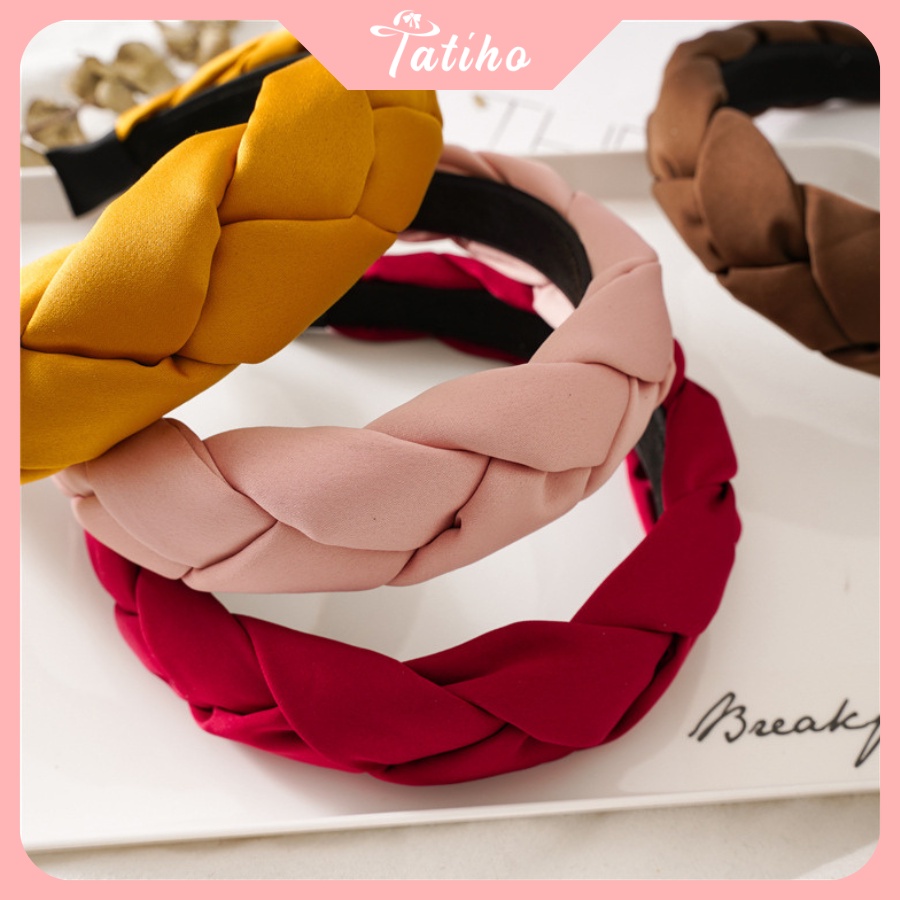 Mấn Cài Tóc Unisex, Băng Đô Turban Xoắn Bảng To Chất Lụa Satin Phối Áo Dài Handmade - TATIHO - Mã CT011