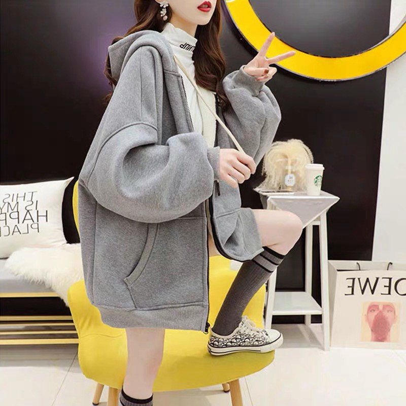 ÁO HOODIE NỮ TRƠN CAO CẤP  DÂY KÉO DỄ MẶC DỄ PHỐI ĐỒ CHỐNG NẮNG GIỮ ẤM THỜI TRANG