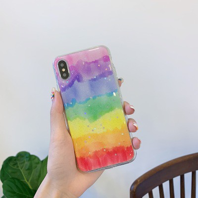 Ốp điện thoại mềm màu cầu vồng ánh nhũ thời trang cho Iphone XS XR 7 8 plus 6 6s 11 11pro max | BigBuy360 - bigbuy360.vn