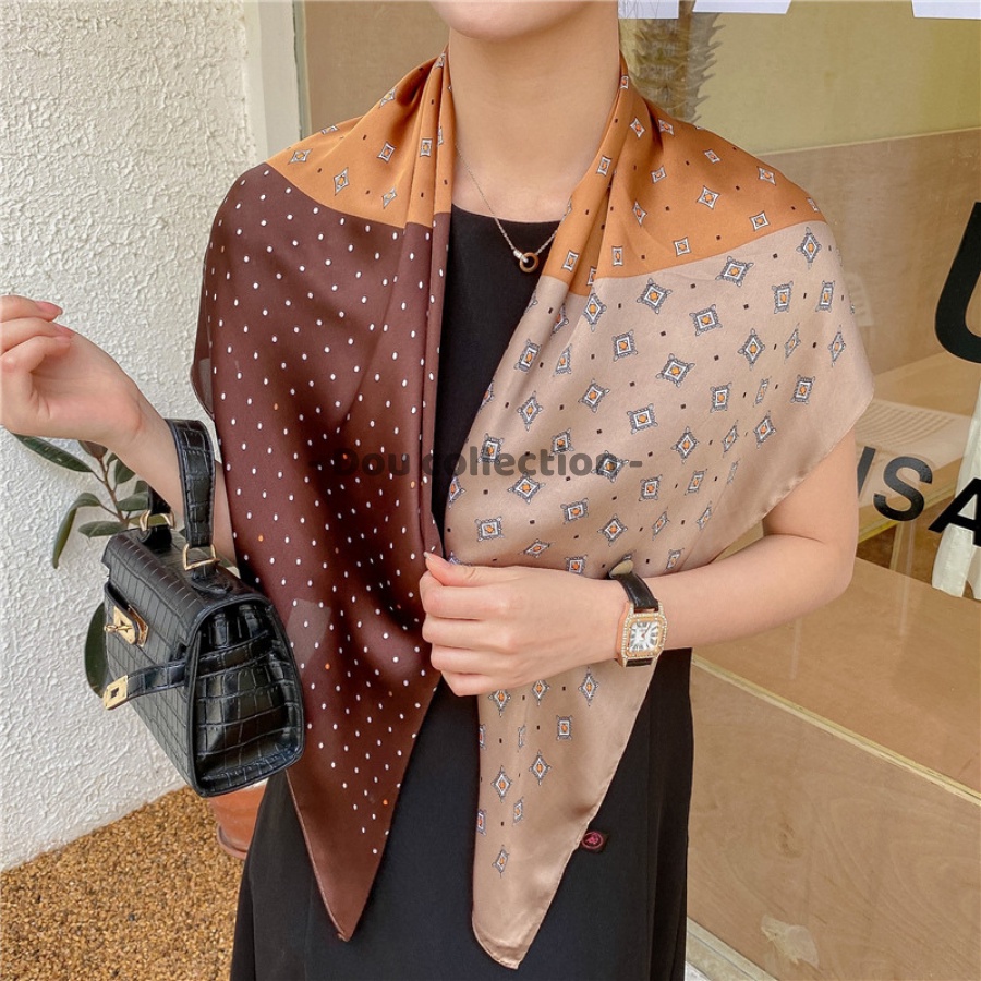 [NowShip2h] Khăn Lụa Vuông Làm Aó Yếm, Quàng Đầu Hottren Họa Tiết Chấm Bi - Chất Liệu Chiffon - 90x90cm - Mã KL062