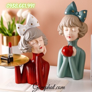 Tượng decor cô gái kiểu dáng sáng tạo để đồ, dùng để trang trí cửa hàng, bàn làm việc, gia đình (nhiều mẫu)