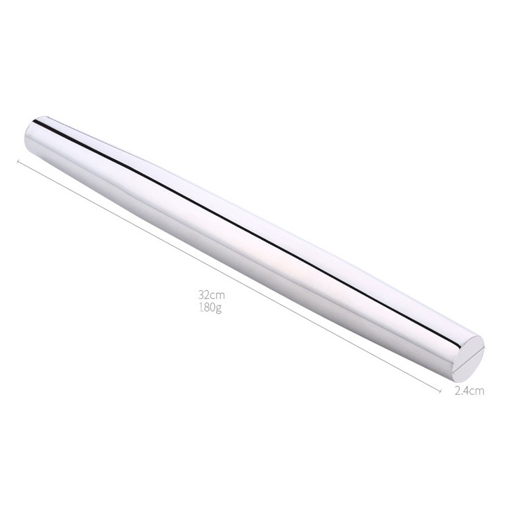 Cây cán bột Inox cao cấp có tay cầm - cây lăn bột- dụng cụ làm bánh bằng inox