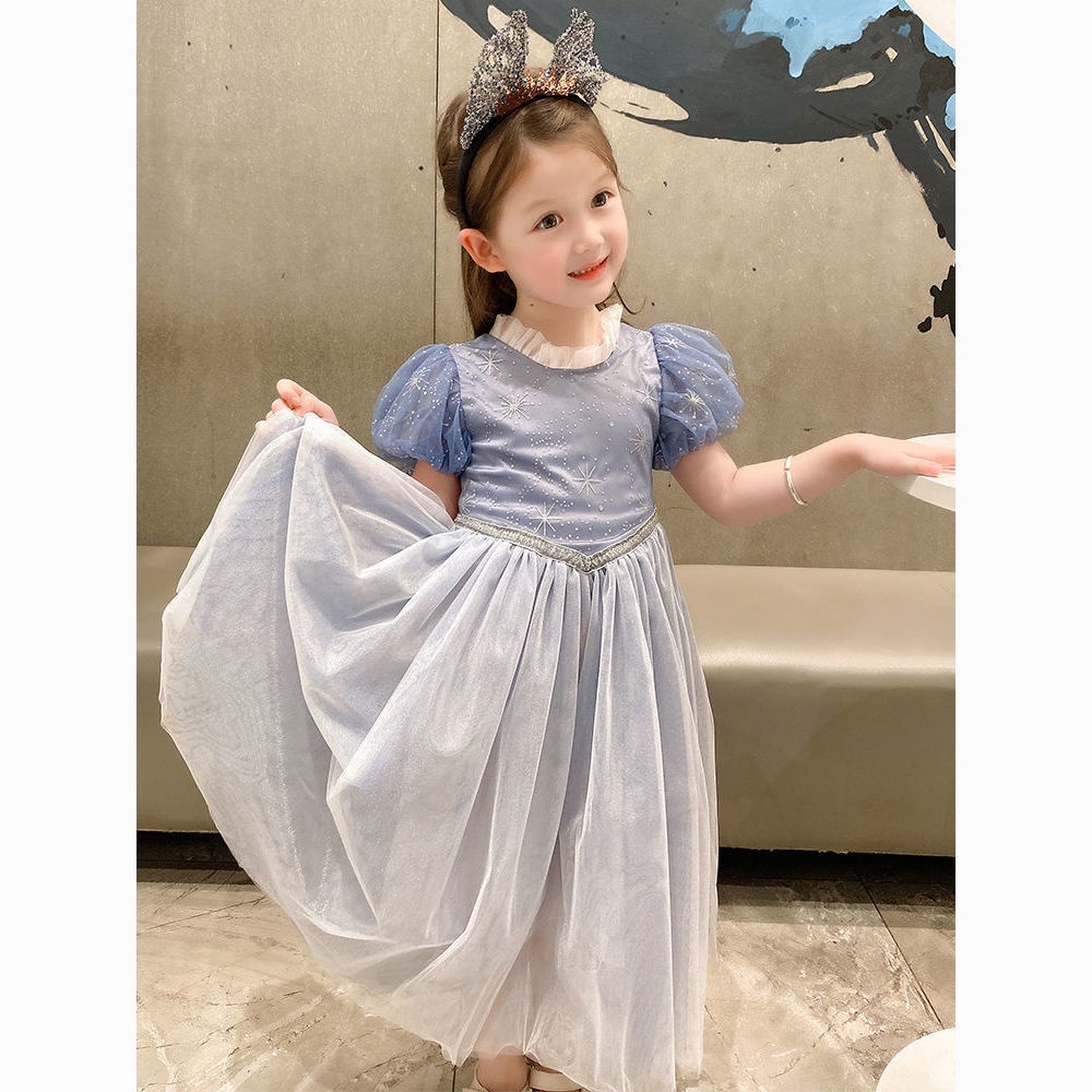 váy elsa cho bé gái Đầm Công Chúa Elsa Ngắn Tay Thời Trang Mùa Hè Dành Cho Bé Gái