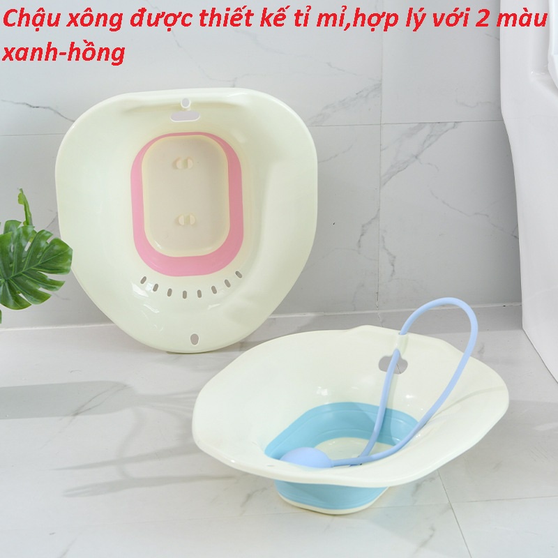 Chậu xông hơi vùng kín PUKASILK gấp gọn kèm vòi xịt,Chậu xông phụ khoa sản phụ,xông hậu môn,xông thảo dược.