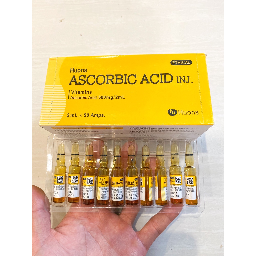 Vitamin C Hàn vỉ 10 ống Hàng Xịn chuyên dùng mix cấy tảo hồng sâm trông spa tmv 2022