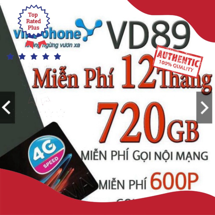 HÓT SALE SIM VINA D60G,VD89, VD149 ĐÃ DK GÓI 1 NĂM 6GB/NGÀY, 200 PHÚT ngoại mạng, miễn phí nội mạng MUA 1 LẦN DÙNG CẢ 