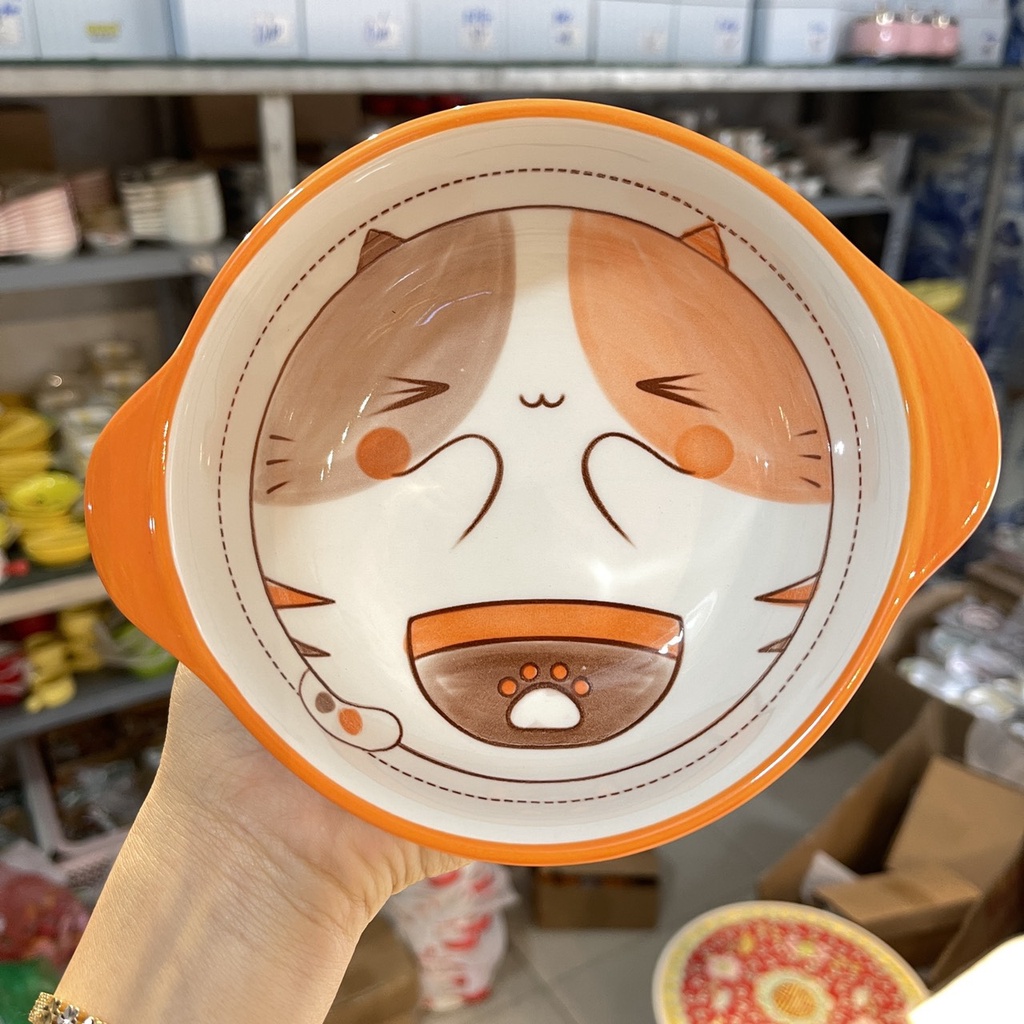 Bát Ăn Cơm Hoạt Hình 2 Tai Bát Đĩa Sứ Chén Dĩa Dễ Thương Bát Ăn Dặm Cho Bé