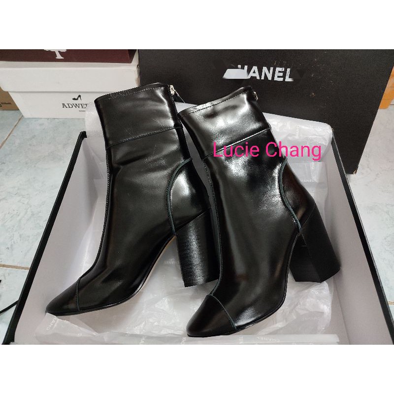 Boots da thật Chanell hàng siu cấp cực đẹp đen trắng