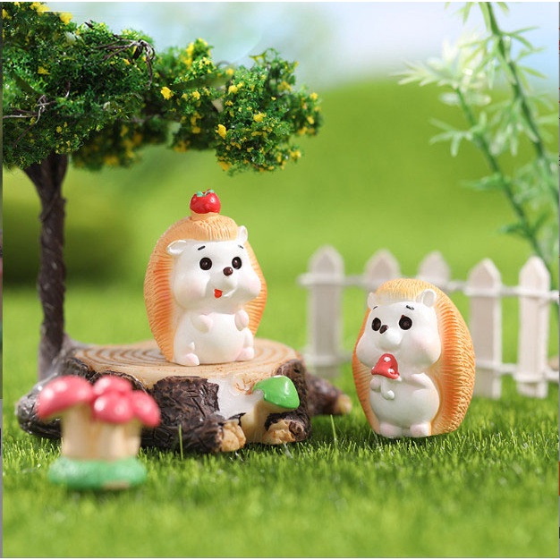 Decor bàn học nhím con vui vẻ trang trí terrarium, chậu cây